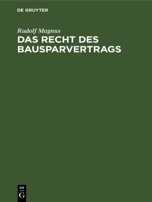 cover image of Das Recht des Bausparvertrags